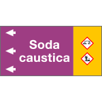 [99A351NES] 99A351NES - etichetta fondo viola " SODA CAUSTICA " sinistra
