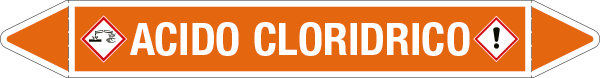 [99B590C] 99B590C - etichetta autoadesiva fondo arancio frecce simboli ACIDO CLORIDRICO