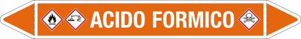 [99C050C] 99C050C - etichetta autoadesiva fondo arancio frecce simboli ACIDO FORMICO