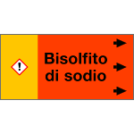 [99C110NED] 99C110NED - Etichetta fondo arancio "BISOLFITO DI SODIO" destra