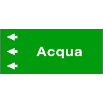 [99C710NCS] 99C710NCS - foglio da 5 etichette fondo verde "ACQUA " freccia sinistra