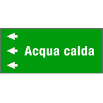 [99C750NCS] 99C750NCS - Foglio da 5 etichette fondo verde" ACQUA CALDA" freccia sx