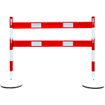 [BARV15BR] BARV15BR - barriera composta da 2 pali 2 barre e 2 basi color BIANCO/ROSSA,