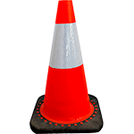 [CORV45] CORV45 - cono rosso h. mm 450 2 bande rifrangenti classe 2 base caucciu'