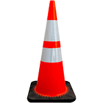 [CORV46] CORV46 - cono rosso h.mm 700 2 bande rifrangenti classe 2 base caucciu'