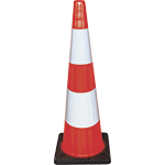 [CORV47] CORV47 - cono rosso h.mm 900 2 bande rifrangenti classe 2 base caucciu'