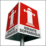 [CU20170] CU20170 - Cartello quadrifacciale in allum.con staffa x palo mm60:idrante sopras