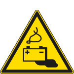 [E1130K] E1130K - Cartello pericolo batterie in fase di carico solo simbolo EN ISO 7010