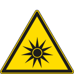 [E1145W] E1145W - Cartello pericolo radiazioni ottiche solo simbolo EN ISO 7010
