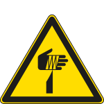 [E1146KS] E1146KS - Etichetta adesiva simblo pericolo oggetto affilato UNI ISO 7010