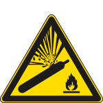 [E1148W] E1148W - Cartello pericolo bombola pressurizzata solo simbolo EN ISO 7010