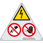 [E11903X] E11903X - Cartello alluminio per cabina un pericolo due divieti