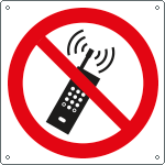 [E1338W] E1338W - Cartello divieto tenere telefoni accesi solo simbolo EN ISO 7010