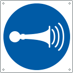 [E1362X] E1362X - Cartello obbligo segnalare l'avviamento solo simbolo EN ISO 7010