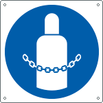 [E1383KS] E1383KS - Etichetta obbligo agganciare le bombole EN ISO 7010