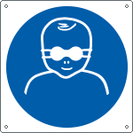 [E1387W] E1387W - cartello proteggere bambini con occhiali opachi EN ISO 7010