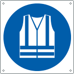 [E1398Y] E1398Y - Cartello obbligo indossare indumenti alta visib.simbolo EN ISO 7010