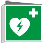 [E15156BIW] E15156BIW - Cartello bifacciale solo simbolo defibrillatore EN ISO 7010