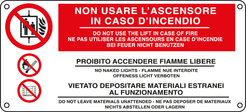 [E16142K] E16142K - Cartello divieto non usare ascensore in caso... UNI ISO 7010