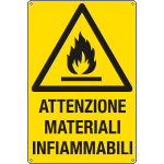 [E1710Y] E1710Y - Cartello pericolo attenzione materiali infiammabili EN ISO 7010