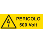 [E1740KS] E1740KS - Etichetta adesiva pericolo 500 Volt. EN ISO 7010