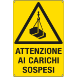 [E1751Y] E1751Y - Cartello pericolo attenzione carichi sospesi EN ISO 7010