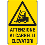 [E1752Y] E1752Y - Cartello pericolo attenzione carrelli elevatori EN ISO 7010