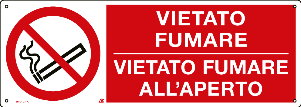 [E180107K] E180107K - Cartello vietato fumare all'aperto + sanzione amministrativa ISO 7010
