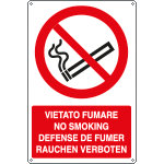 [E1802X] E1802X - Cartello vietato fumare (4 Lingue) EN ISO 7010