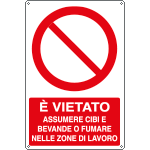 [E18063X] E18063X - Cartello divieto vietato assumere cibi EN ISO 7010