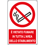 [E18092Y] E18092Y - Cartello divieto vietato fumare area stabilimento EN ISO 7010