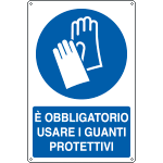 [E1904X] E1904X - Cartello obbligo e'obbligatorio usare i guanti protettivi EN ISO 7010
