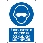 [E190701X] E190701X - cartello indossare occhiali lenti opache EN ISO 7010