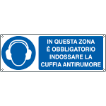 [E1929K] E1929K - Cartello obbligo in questa zona indossare cuffia EN ISO 7010