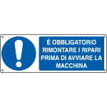 [E1962KS] E1962KS - Etichetta adesiva obbligo rimontare i ripari prima EN ISO 7010