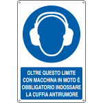 [E1965K] E1965K - Cartello obbligo oltre limite obbligo cuffia EN ISO 7010