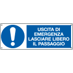 [E19994KS] E19994KS - Etichetta adesiva uscita emergenza lasciare libero pass..EN ISO 7010