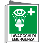 [E20104BIX] E20104BIX - Cartello lavaocchi di emergenza UNI ISO 7010 E011 bifacciale