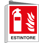 [E20118BIW] E20118BIW - cartello bifacciale estintore EN ISO 7010