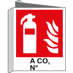 [E20126BIW] E20126BIW - cartello bifacciale estintore a co2 EN ISO 7010