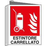 [E20140BIW] E20140BIW - cartello bifacciale estintore carrellato EN ISO 7010