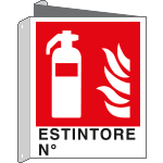 [E20150BIX] E20150BIX - Cartello bifacciale ESTINTORE N. EN ISO 7010