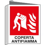 [E20156BIX] E20156BIX - cartello bifacciale coperta antifiamma EN ISO 7010 F016