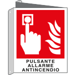 [E20174BIW] E20174BIW - cartello bifacciale pulsante allarme antincendio EN ISO 7010