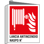 [E20178BIX] E20178BIX - Cartello bifacciale sicurezza lancia antincendio naspo EN ISO 7010