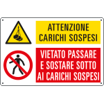 [E2947] E2947 - Cartello multisimbolo ATTENZIONE CARICHI SOSPESI ...EN ISO 7010