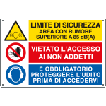 [E2952] E2952 - Cartello multisimbolo LIMITE DI SICUREZZA area con rumore EN ISO 7010
