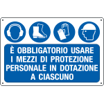 [E3122] E3122 - Cartello obbligo usare i mezzi di protezione personale EN ISO 7010