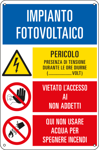 [E3571] E3571 - Cartello multisimbolo "Impianto fotovoltaico"