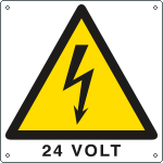 [E400719K] E400719K - Cartello pericolo 24 Volt EN ISO 7010